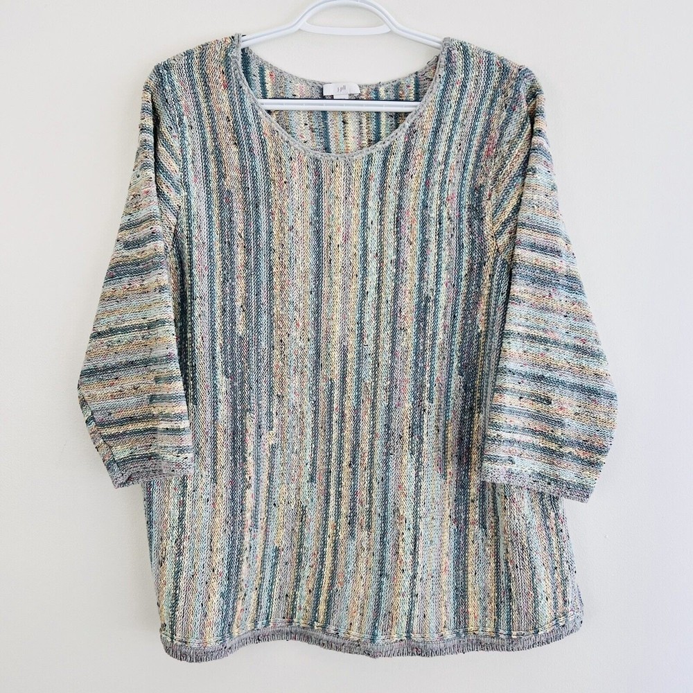 💸J. JILL Womens Size XL Petite Multicolor Oversized Long Sleeve Knit Sweater